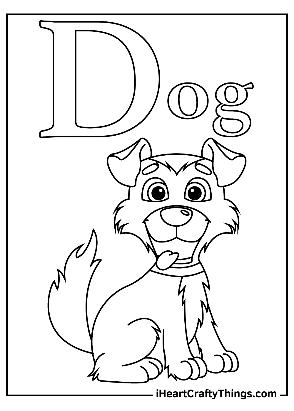 d is for dog coloring pages free printable