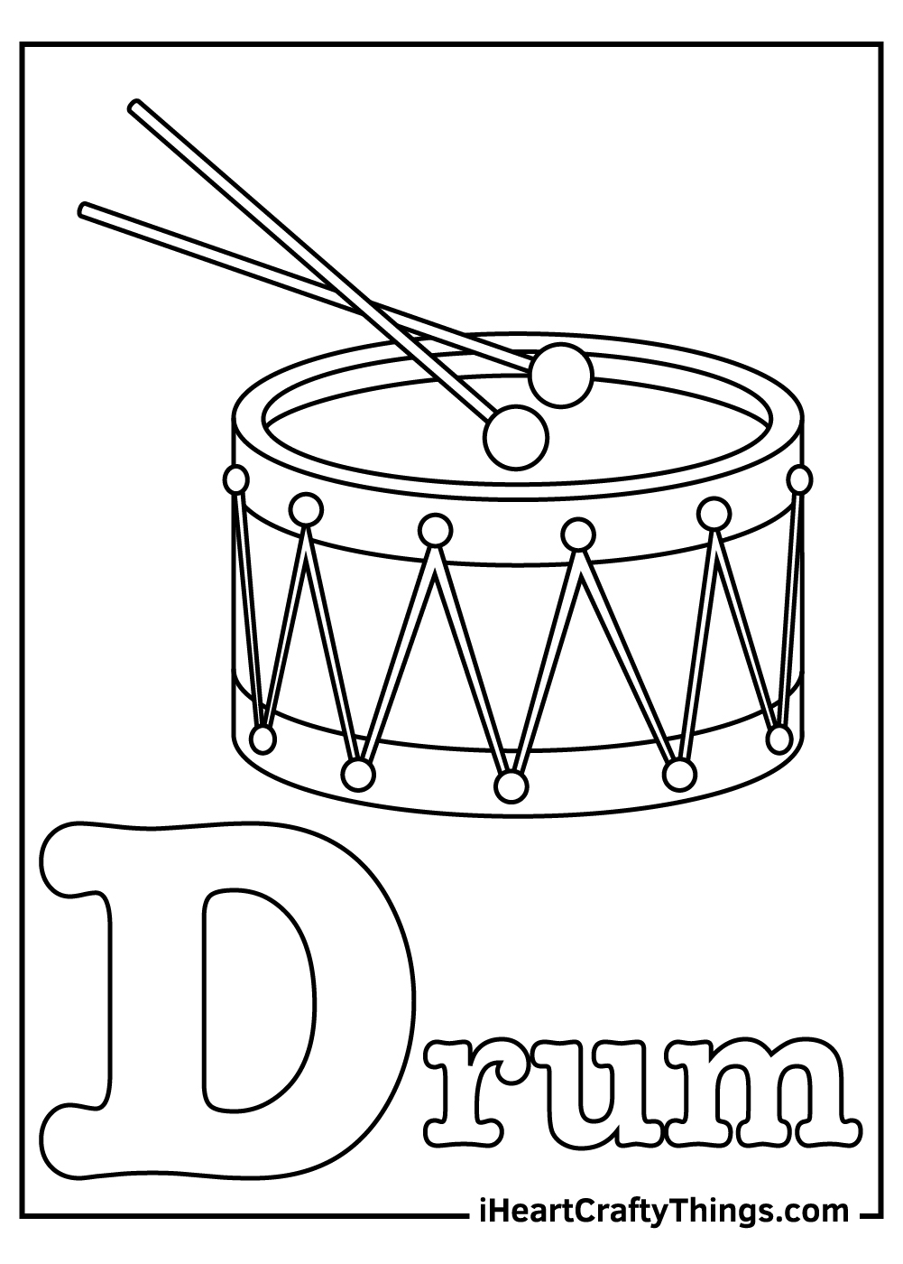 d is for drum coloring pages free download