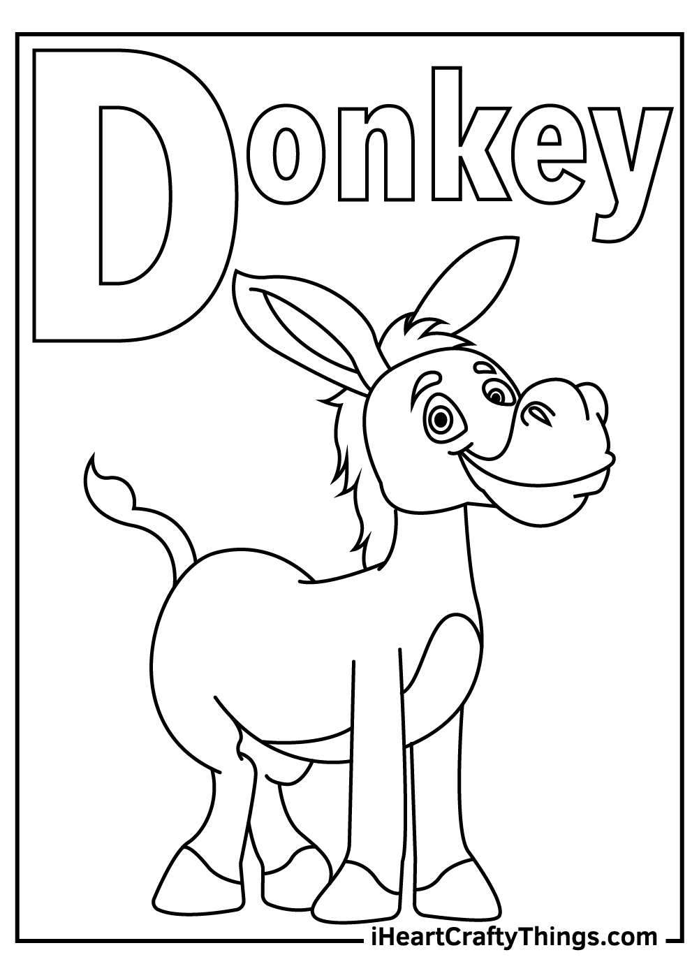 d is for donkey coloring pages free download