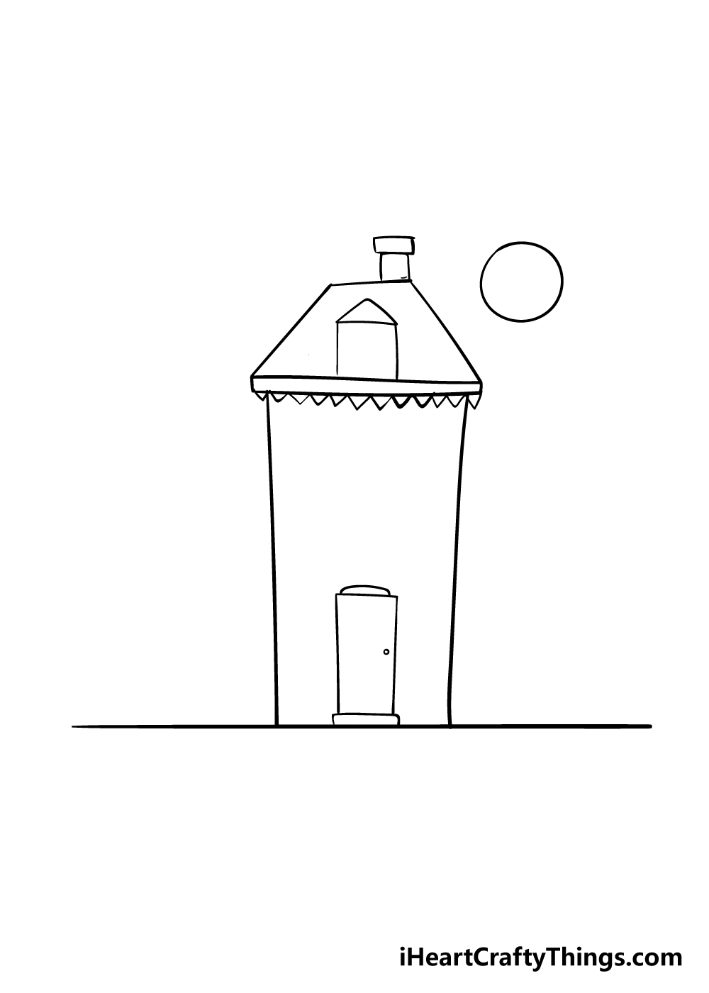 haunted house drawing step 3