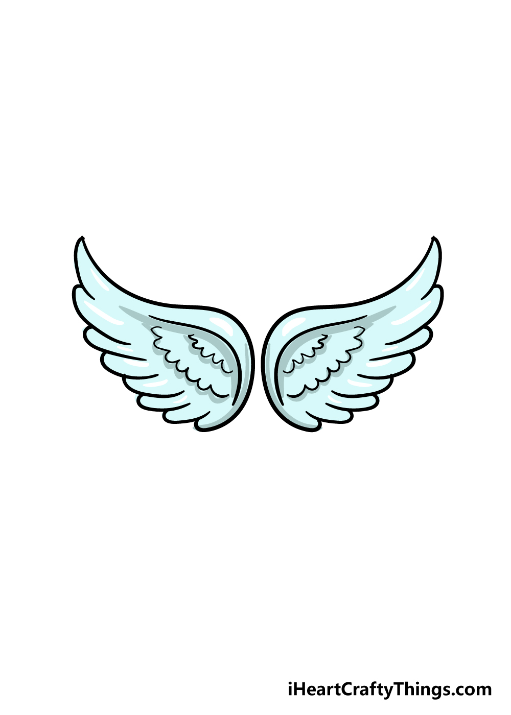 angel wings drawing step 6