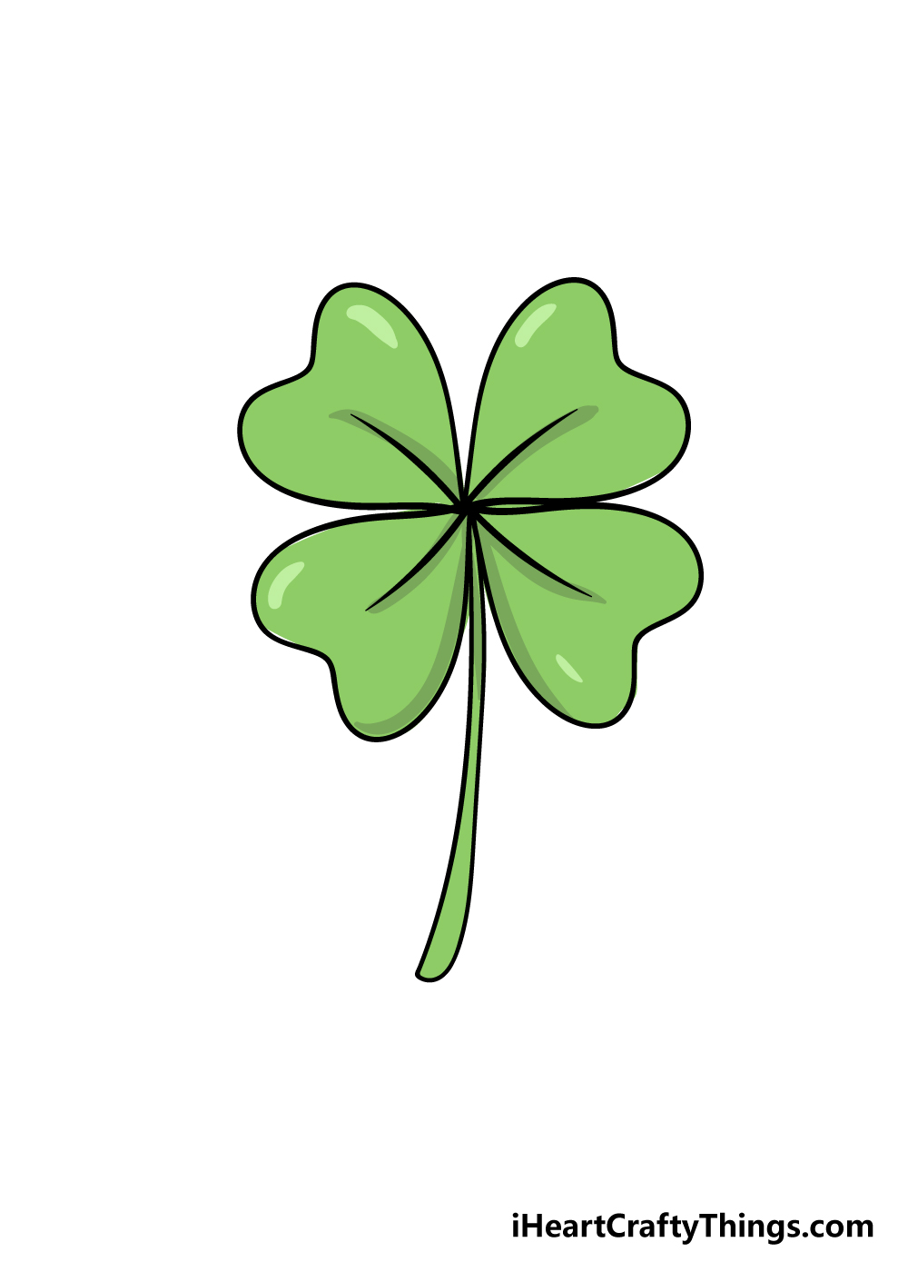 drawing four-leaf clover step 7
