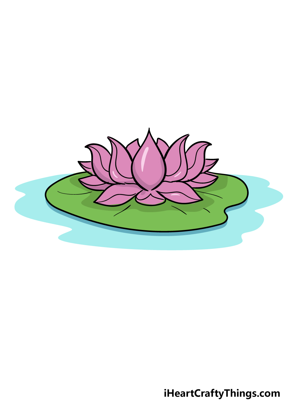 lotus flower drawing step 8
