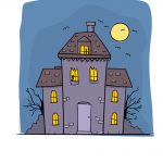 how to draw haunted house image