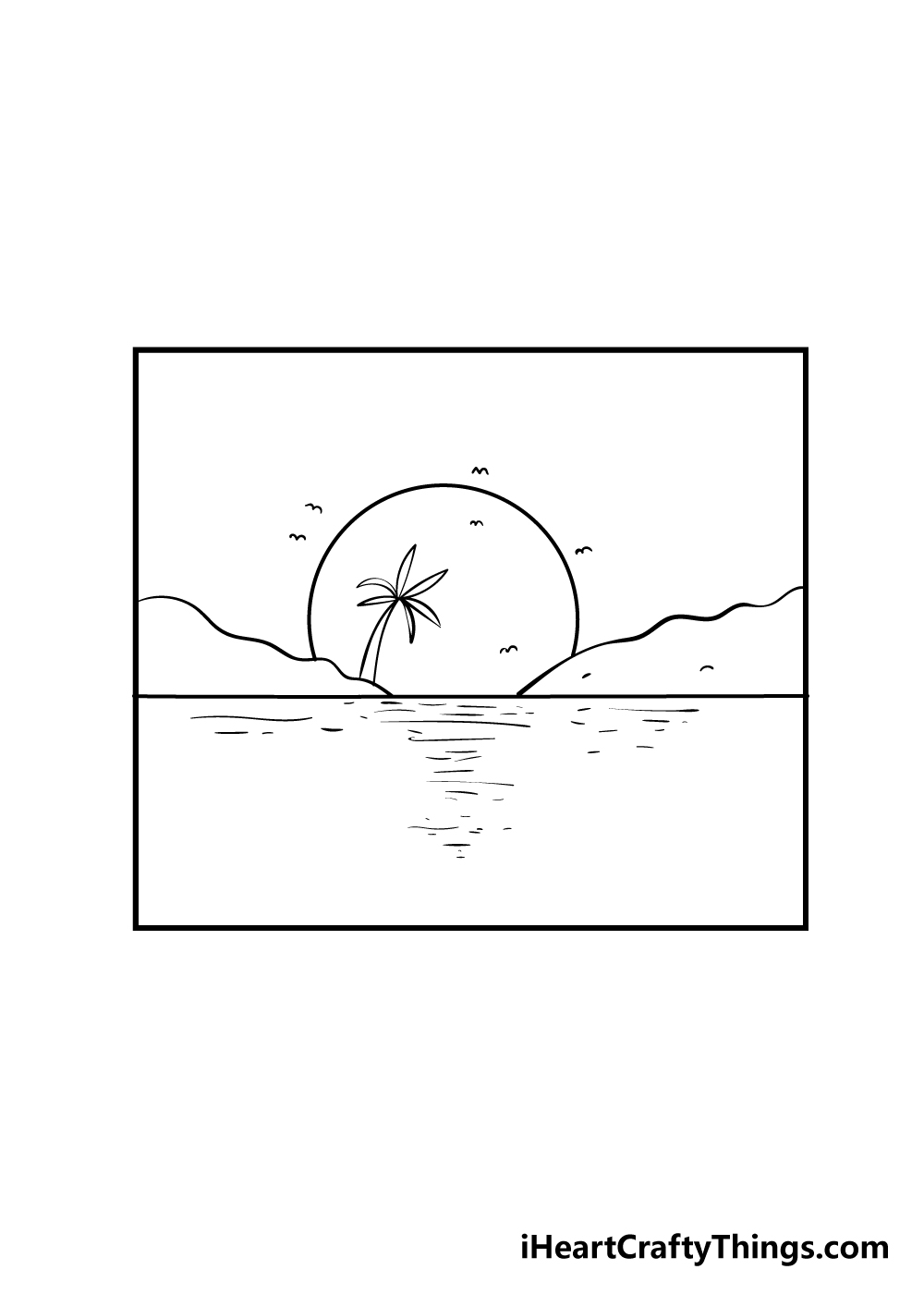 sunset drawing step 5