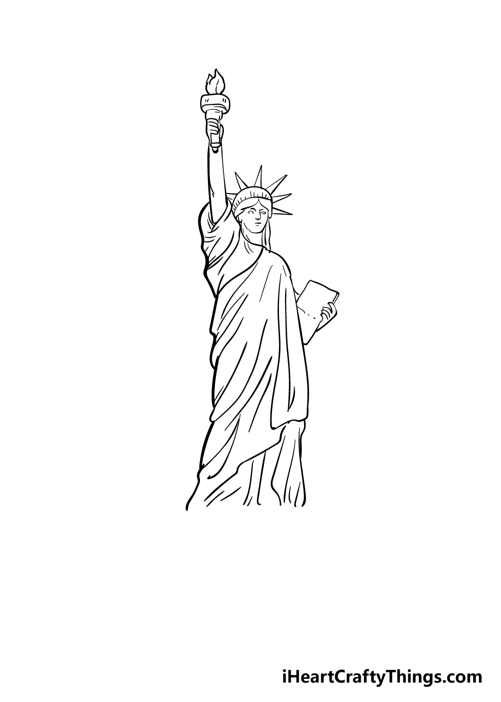 drawing the Statue of Liberty step 7