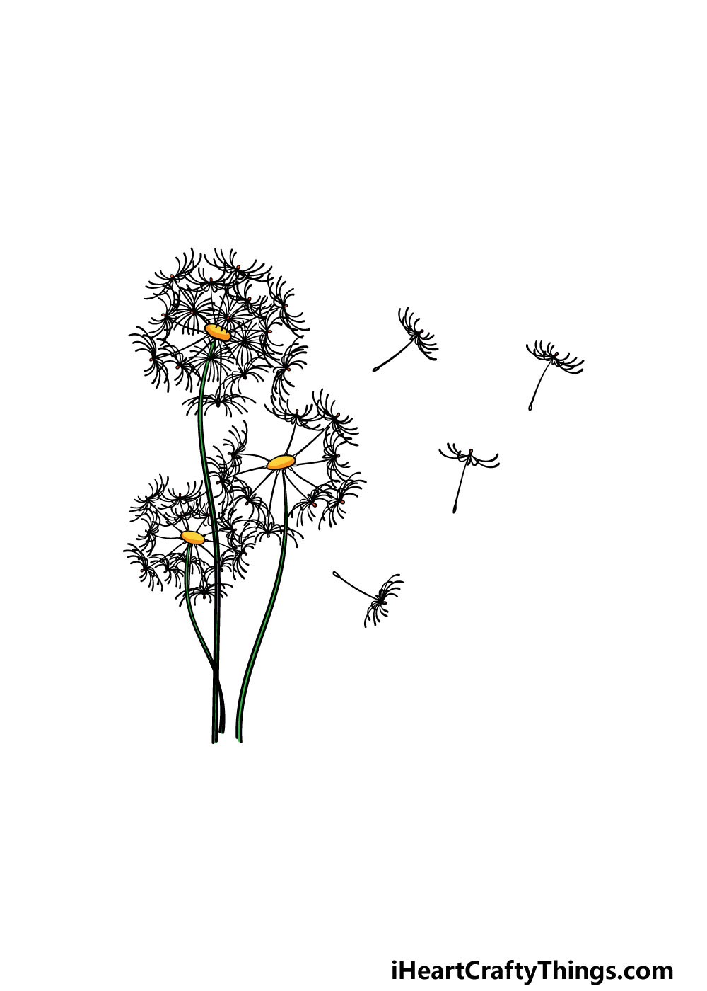 drawing a dandelion step 7