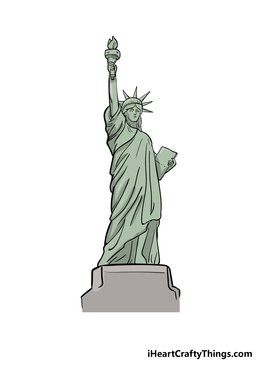 drawing the Statue of Liberty step 9