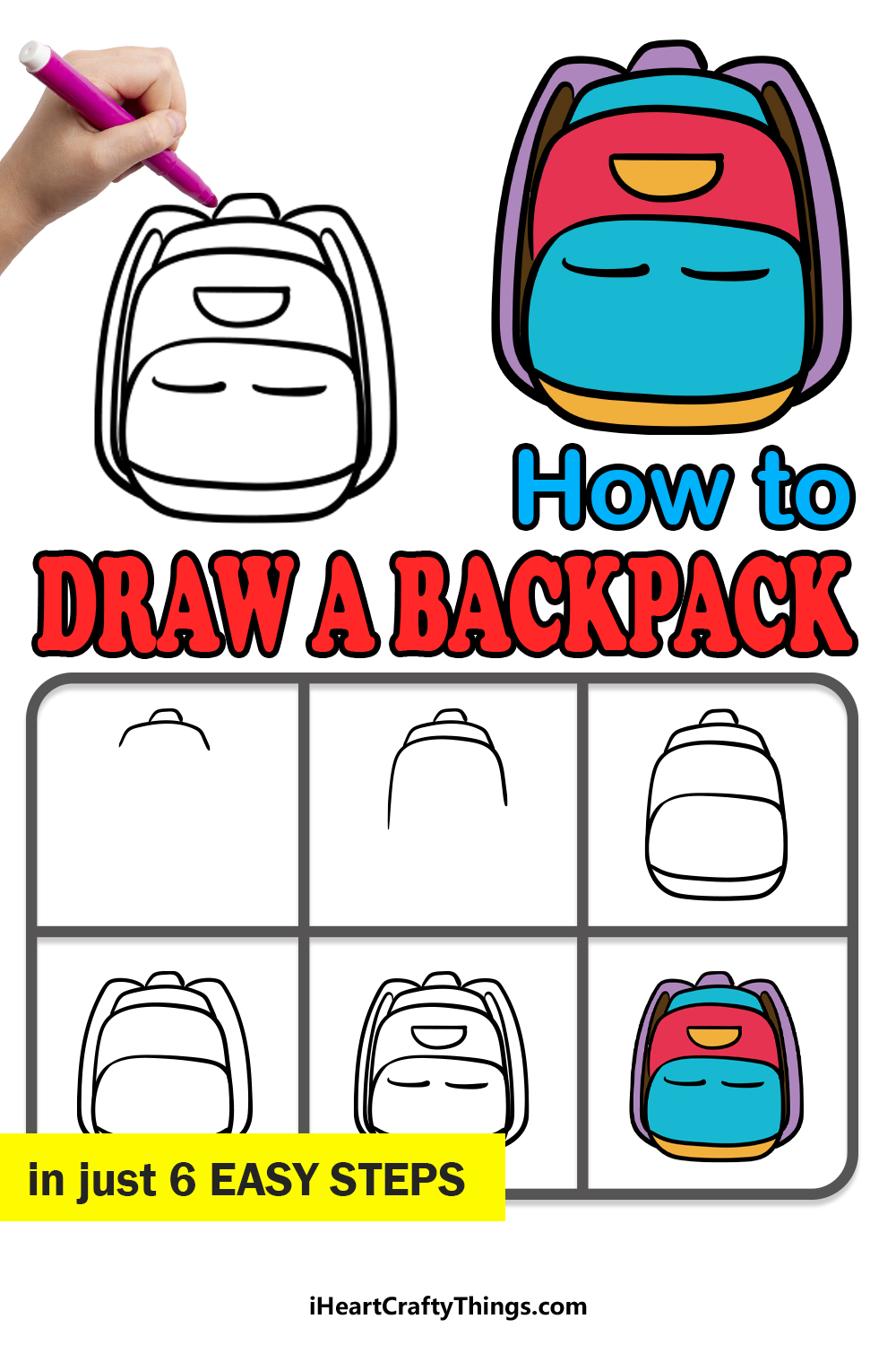 how to draw a backpack in 6 easy steps
