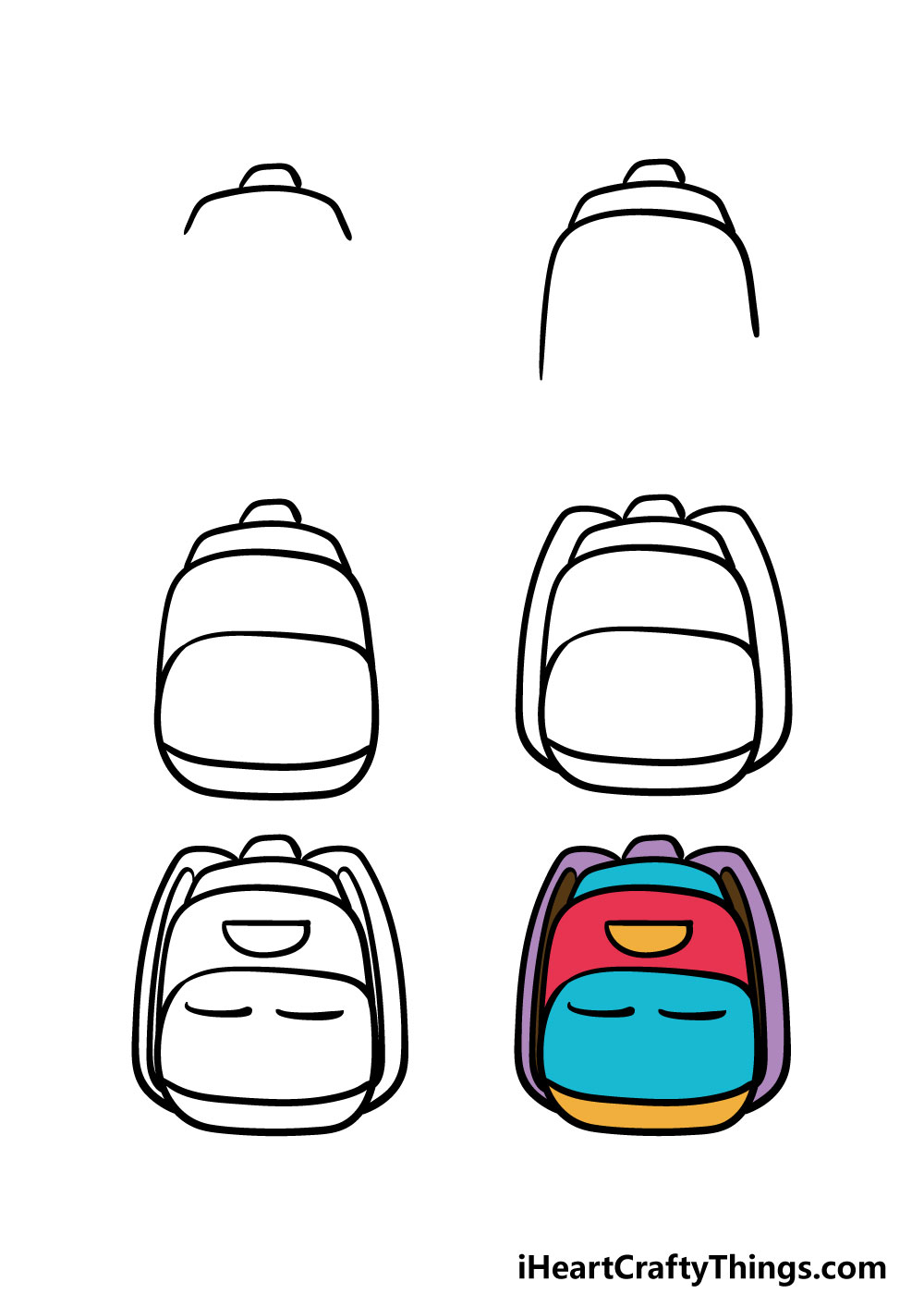 how to draw a backpack in 6 steps