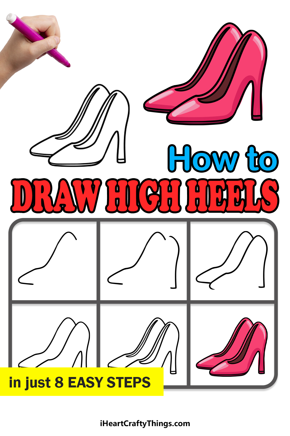 how to draw high heels in 8 easy steps