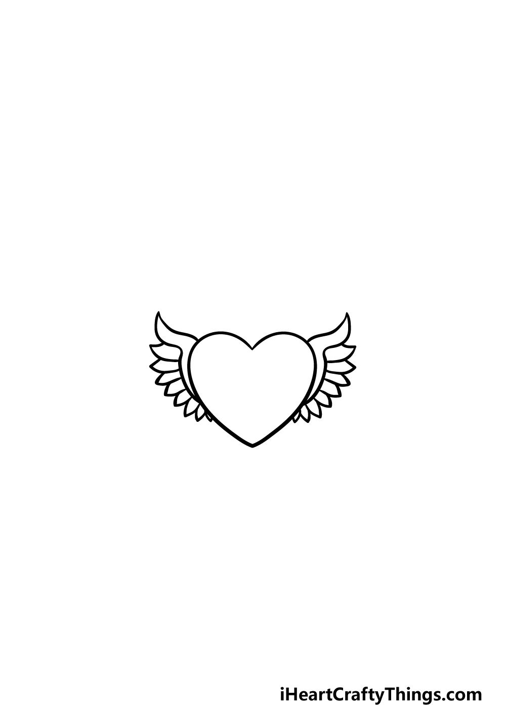 drawing a heart with wings step 2