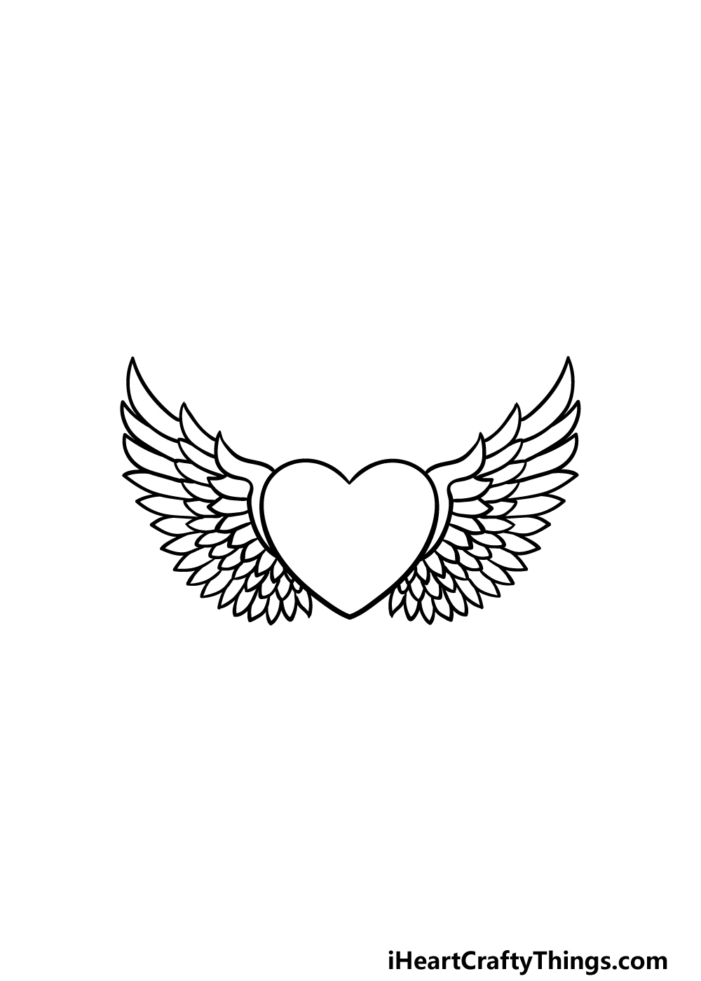 drawing a heart with wings step 4