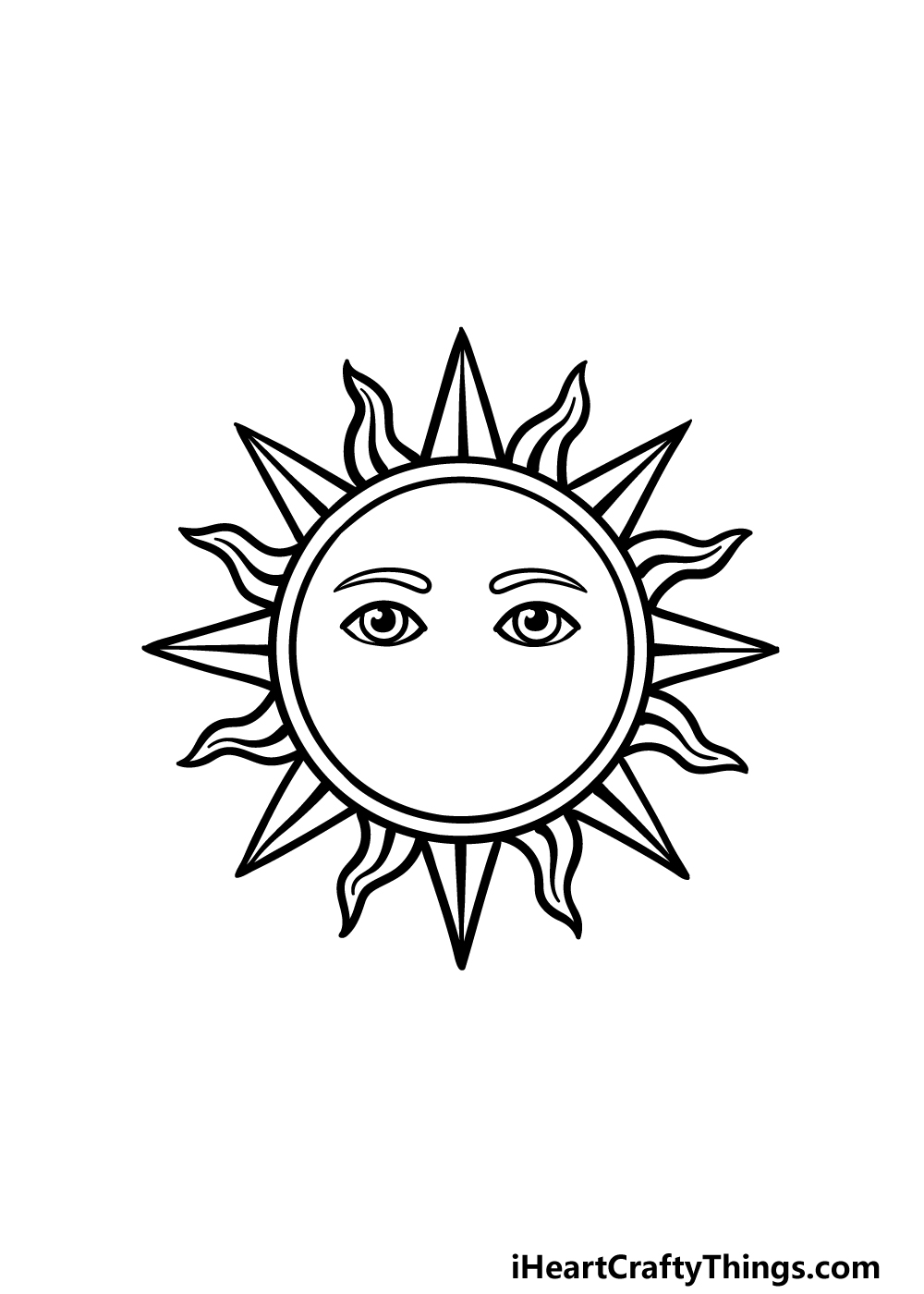 drawing sun and moon step 4