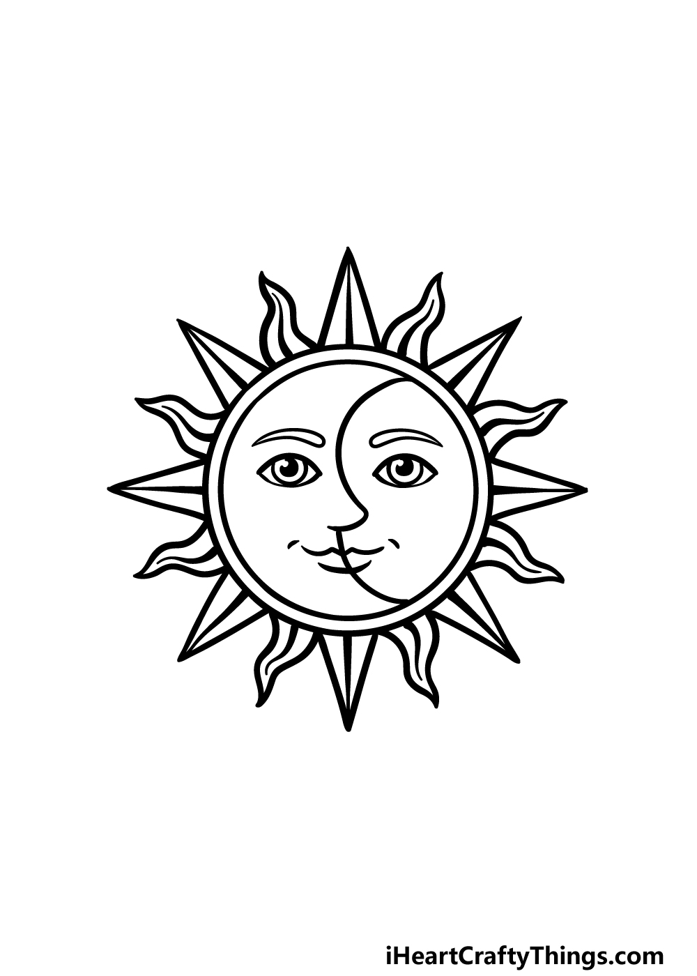 drawing sun and moon step 5