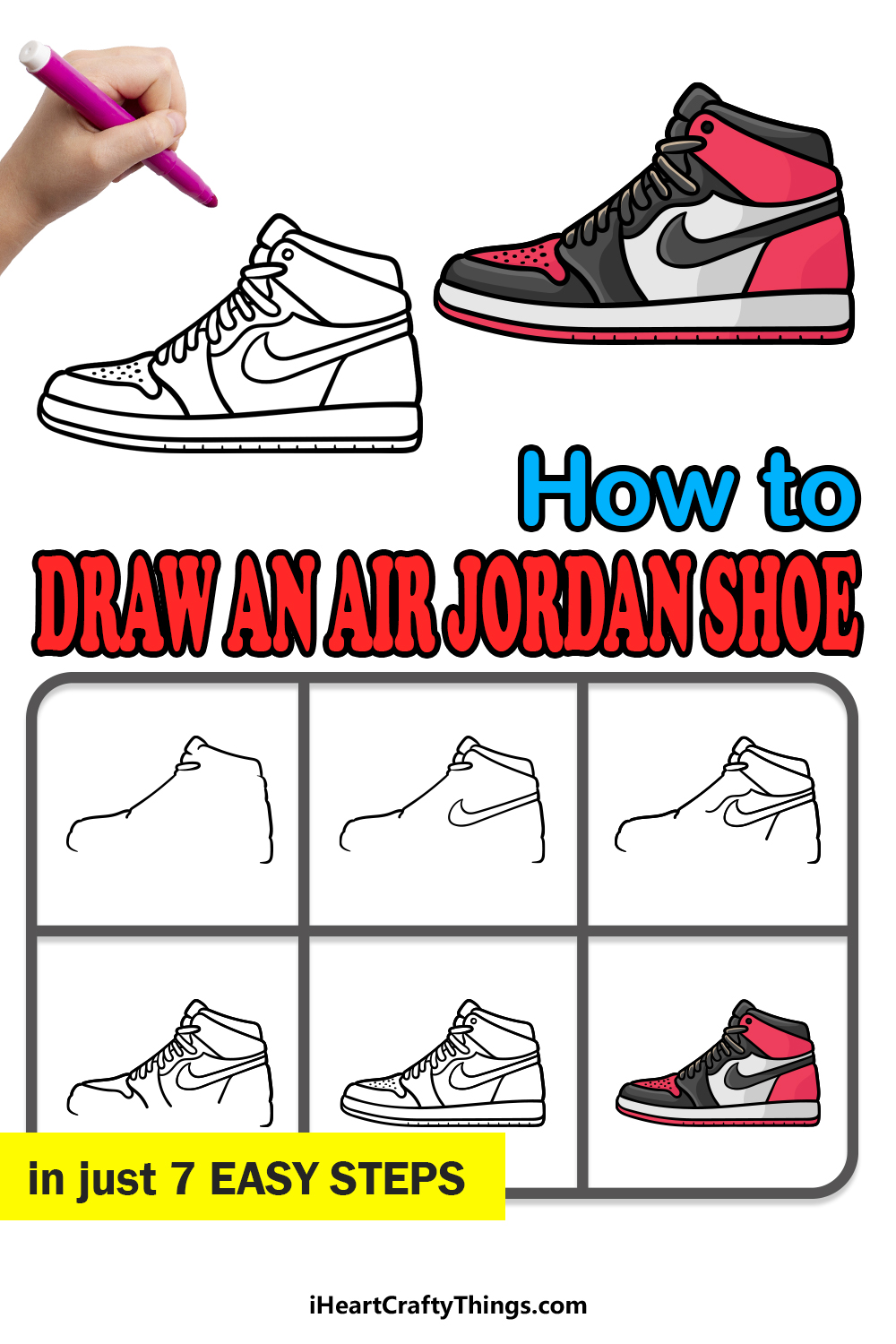 how to draw an air jordan shoe in 7 easy steps