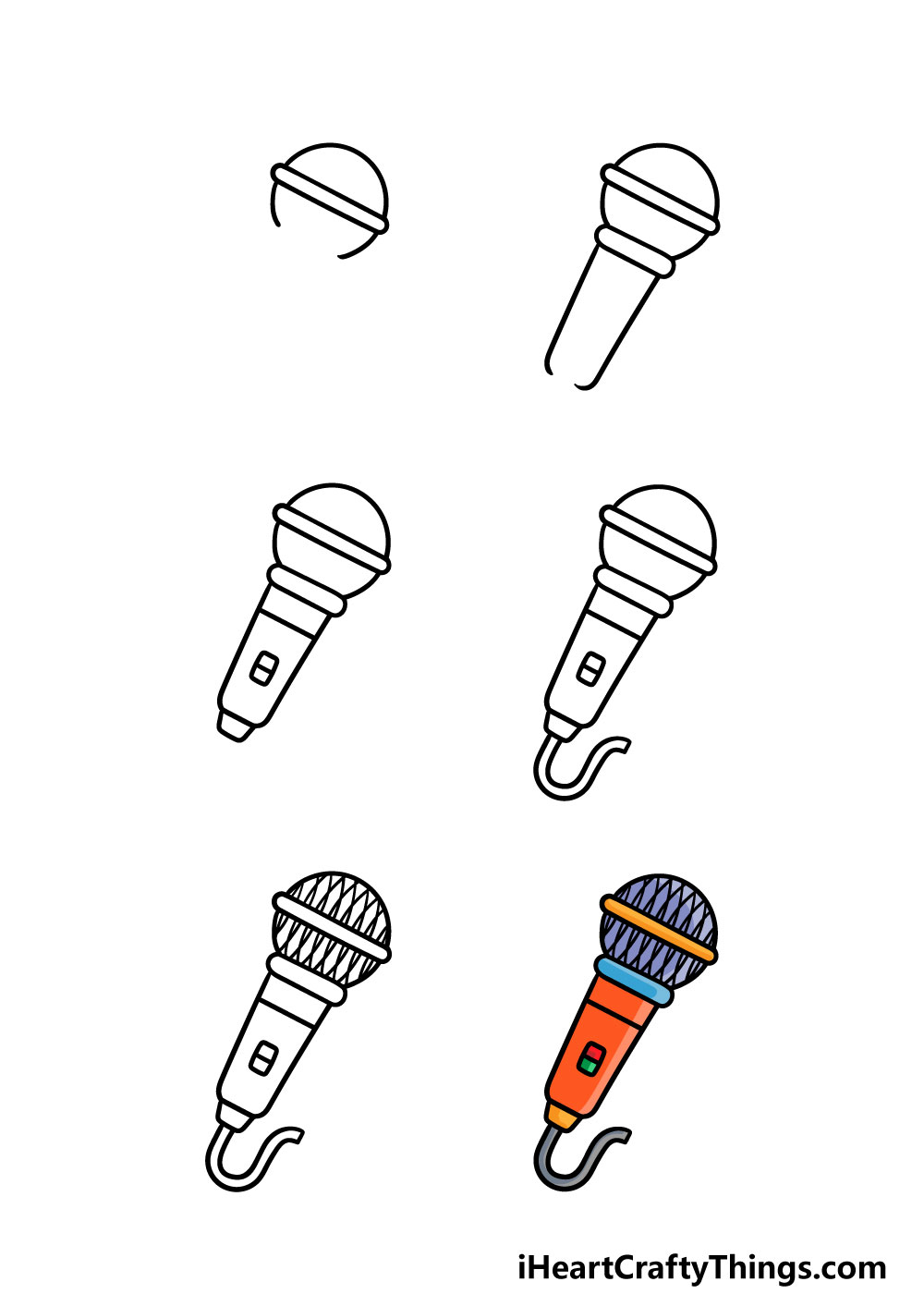 how to draw a microphone in 6 steps