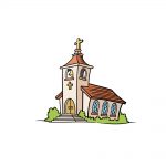 how to draw a church image