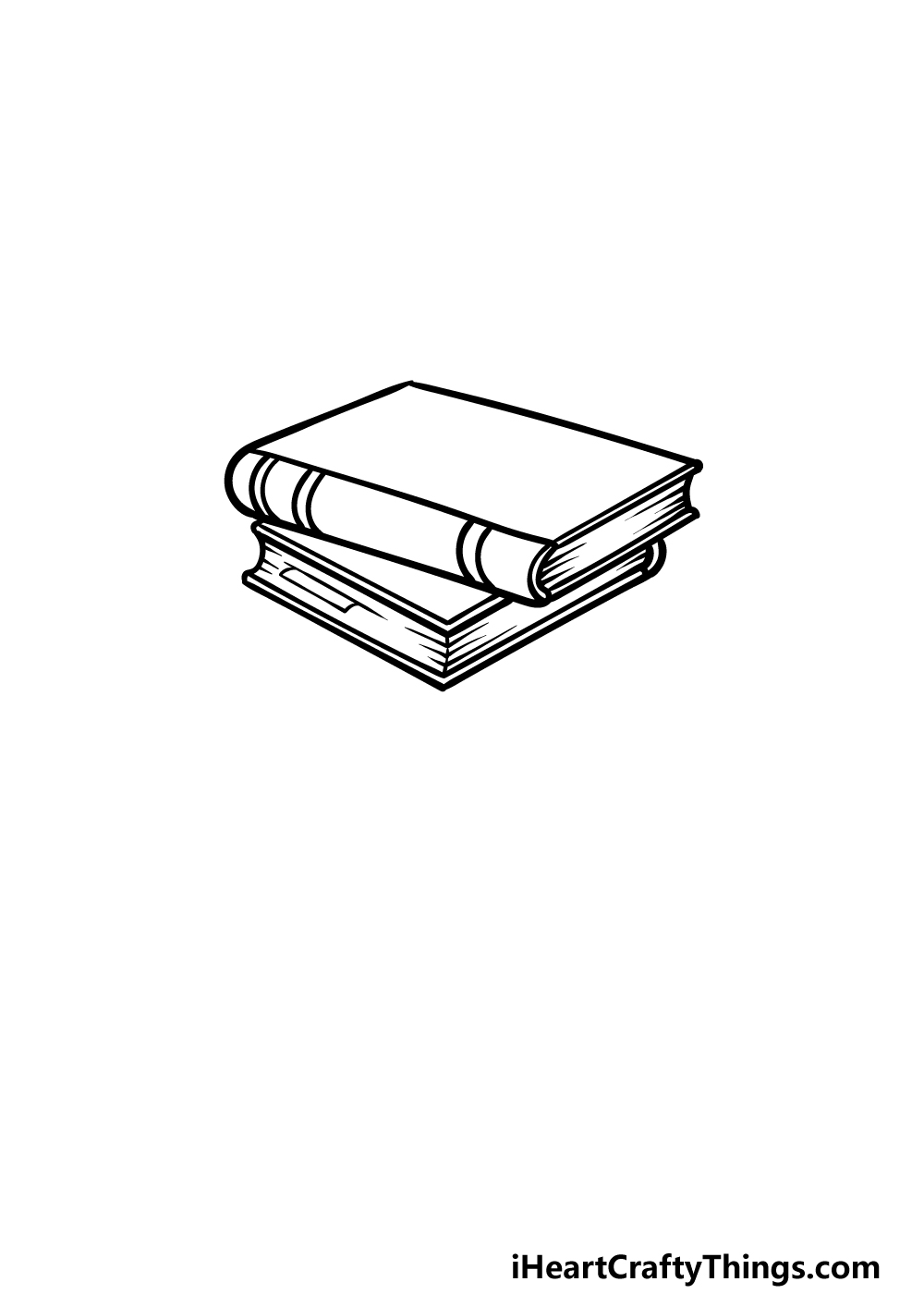 drawing a stack of books step 2