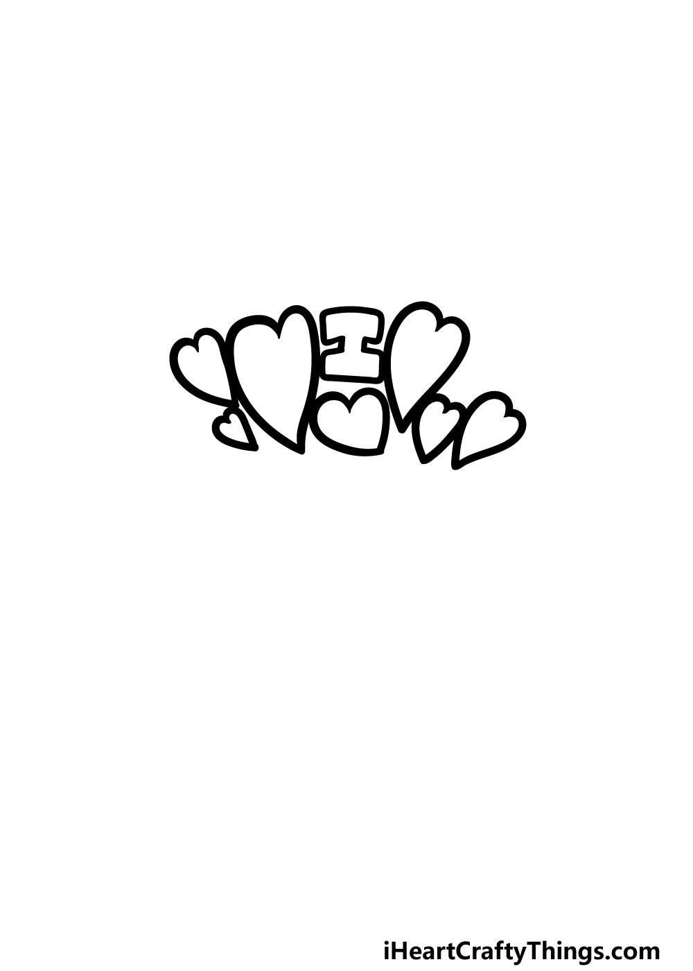 drawing I Love You step 2