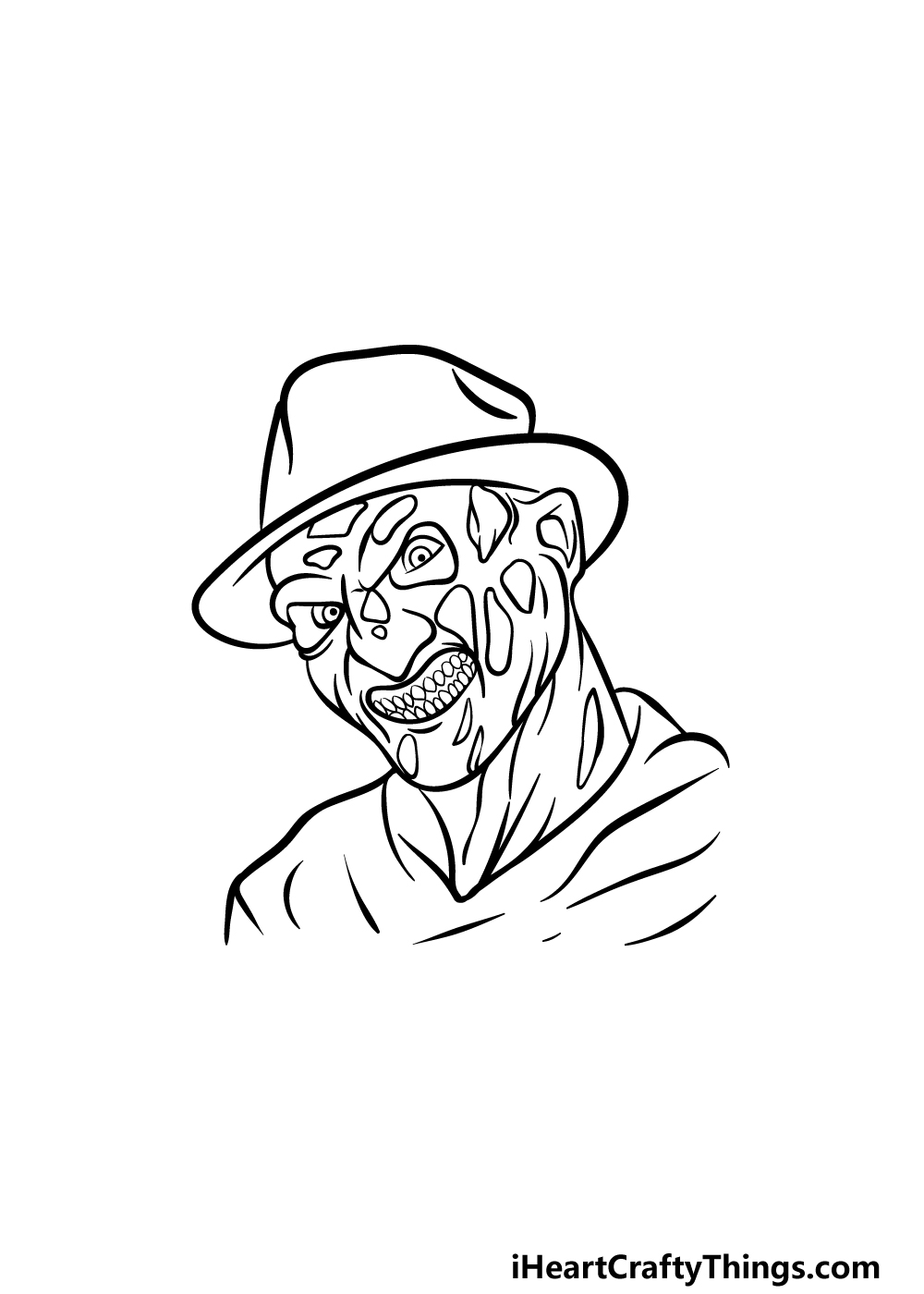 Drawing Freddy Krueger step 4