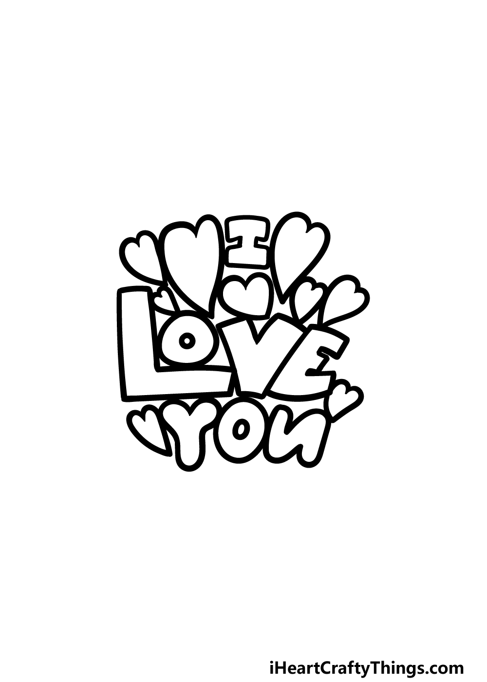drawing I Love You step 4