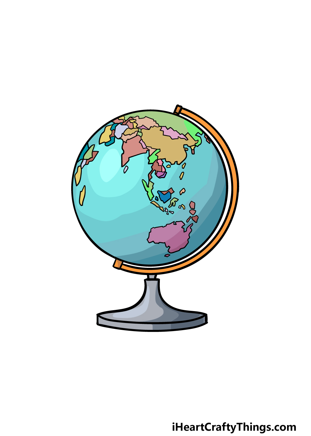 drawing a globe step 6