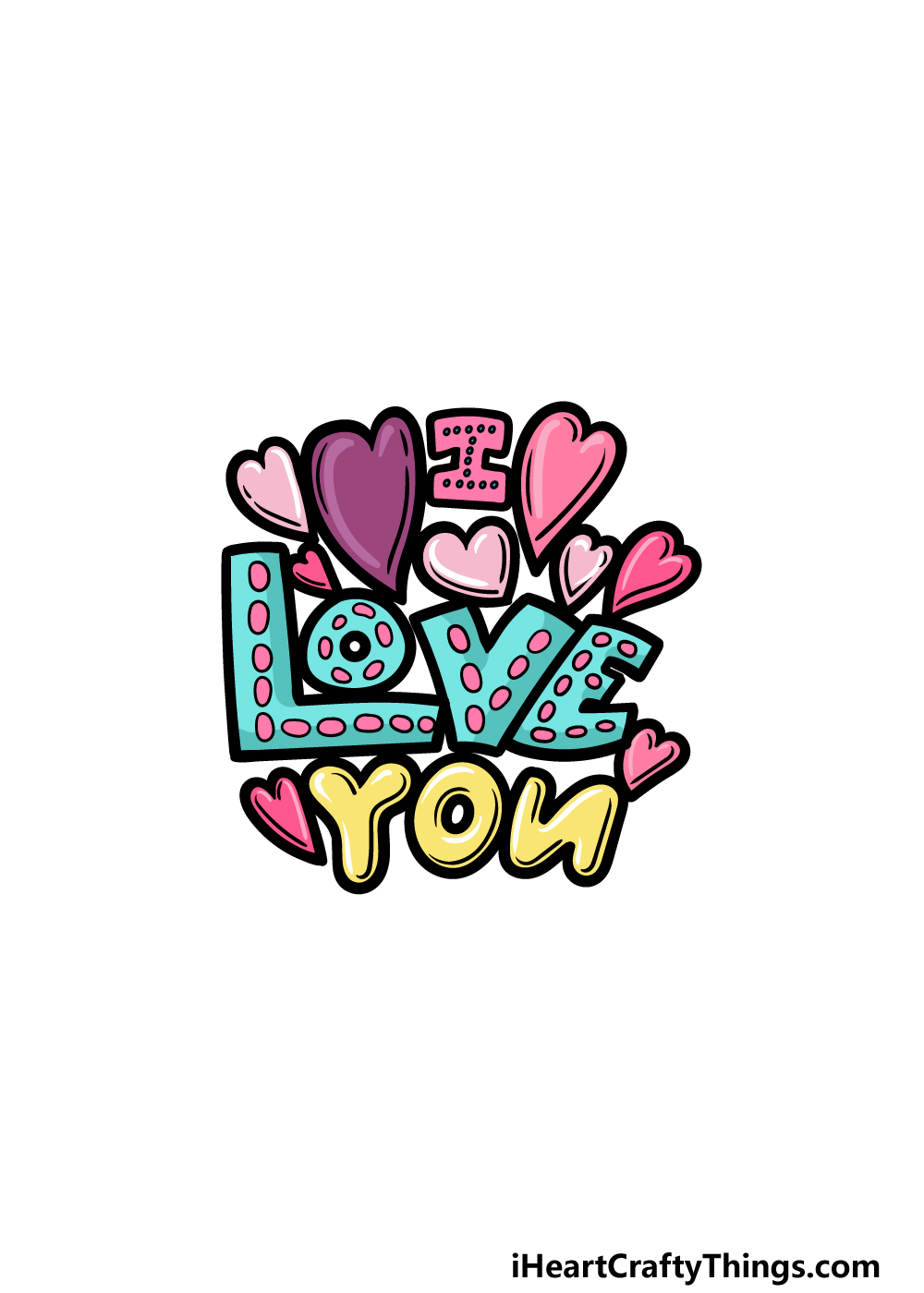 drawing I Love You step 6