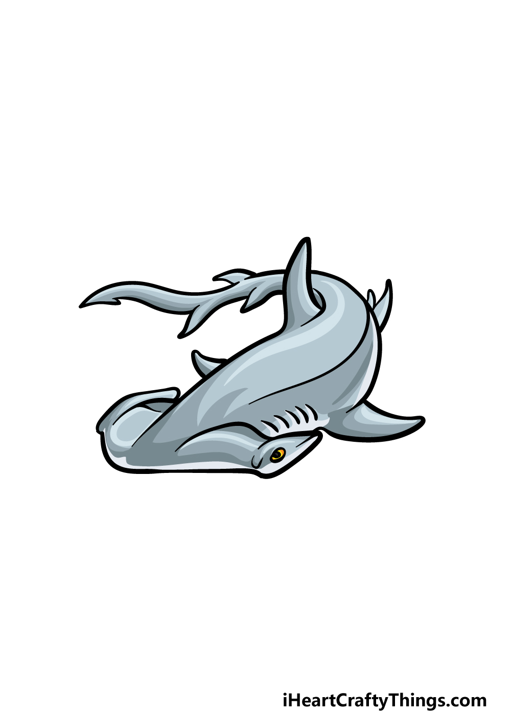 drawing hummerhead shark step 6