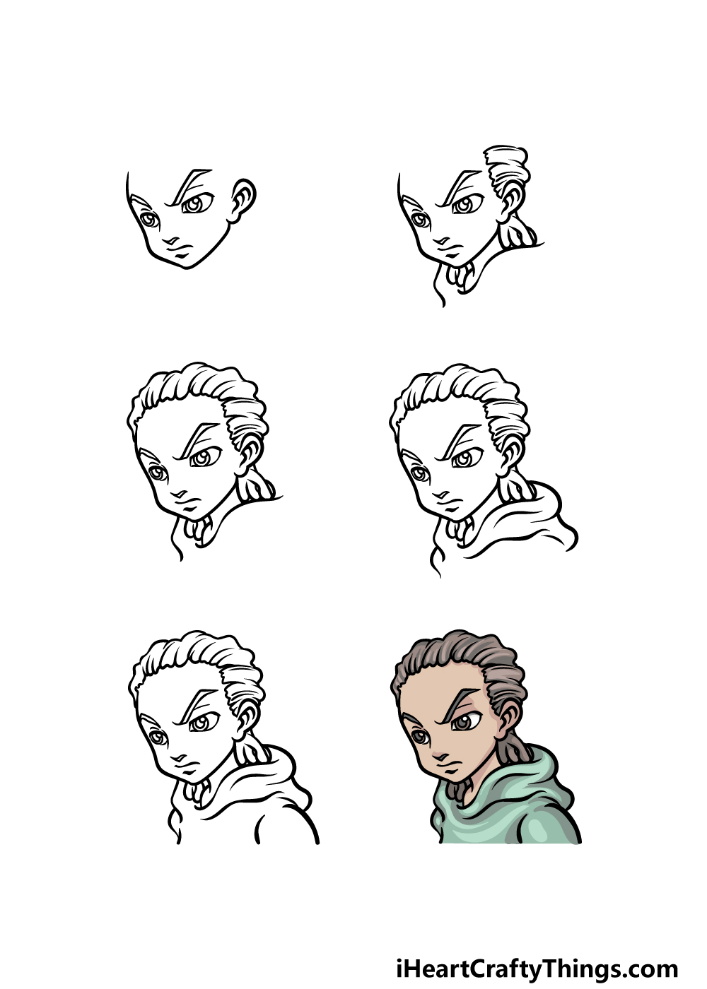 how to draw Boondocks in 6 steps