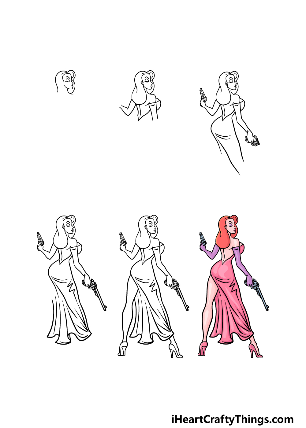 how to draw Jessica Rabbit in 6 steps