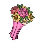 how to draw a flower bouquet image