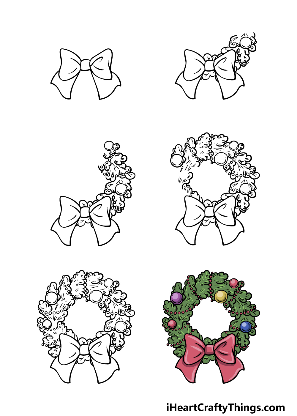 how to draw a wreath in 6 steps