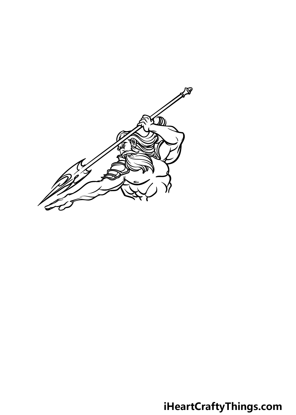 how to draw Poseidon step 2