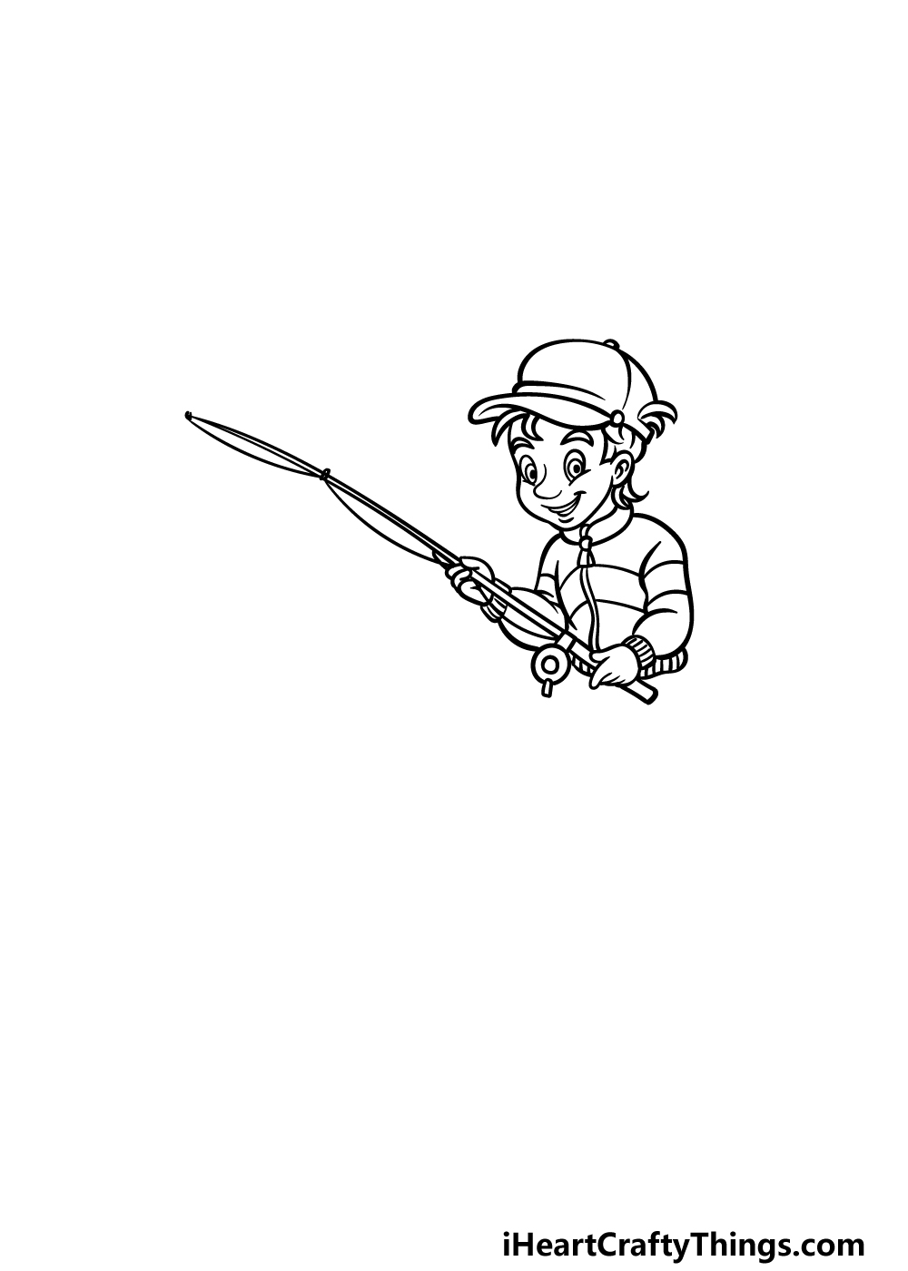 how to draw fishing step 2