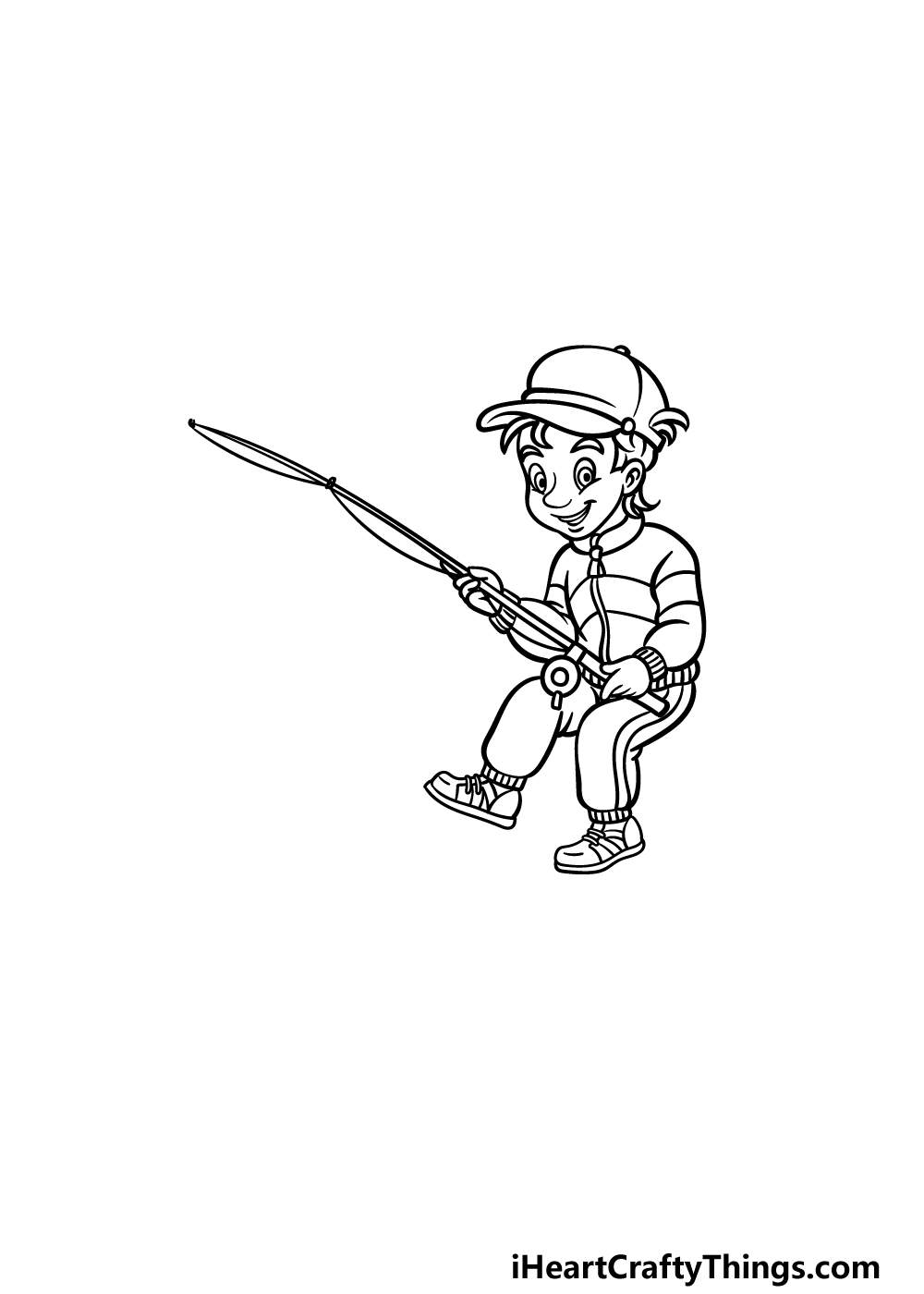how to draw fishing step 3