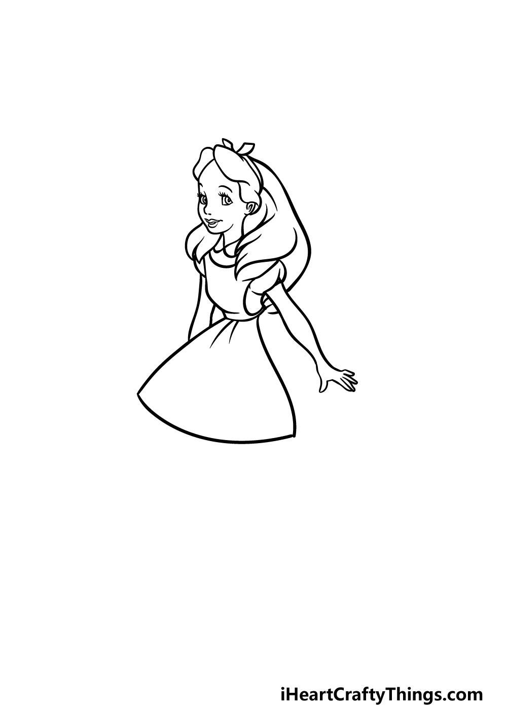 how to draw Alice in Wonderland step 3