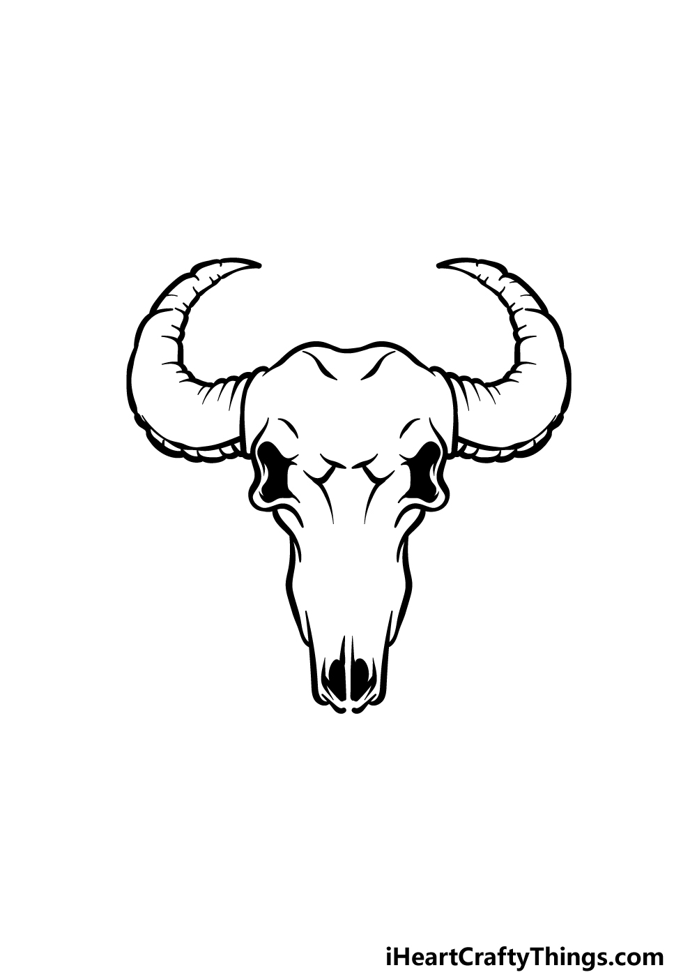 how to draw a bull skull step 3