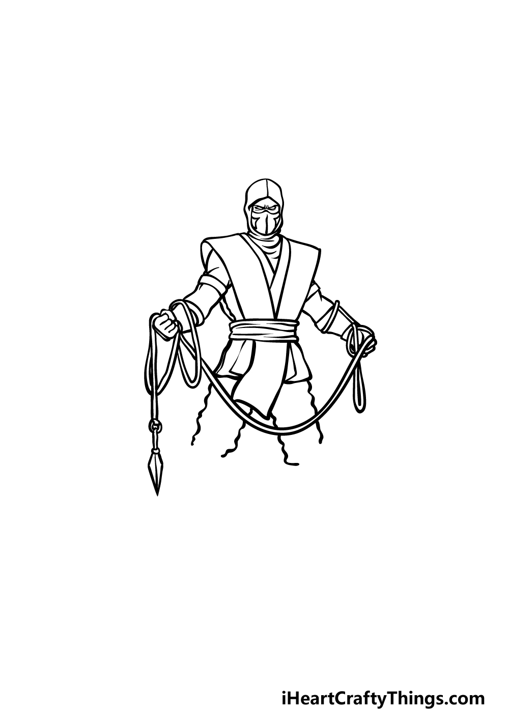 how to draw Scorpion from Mortal Kombat step 3