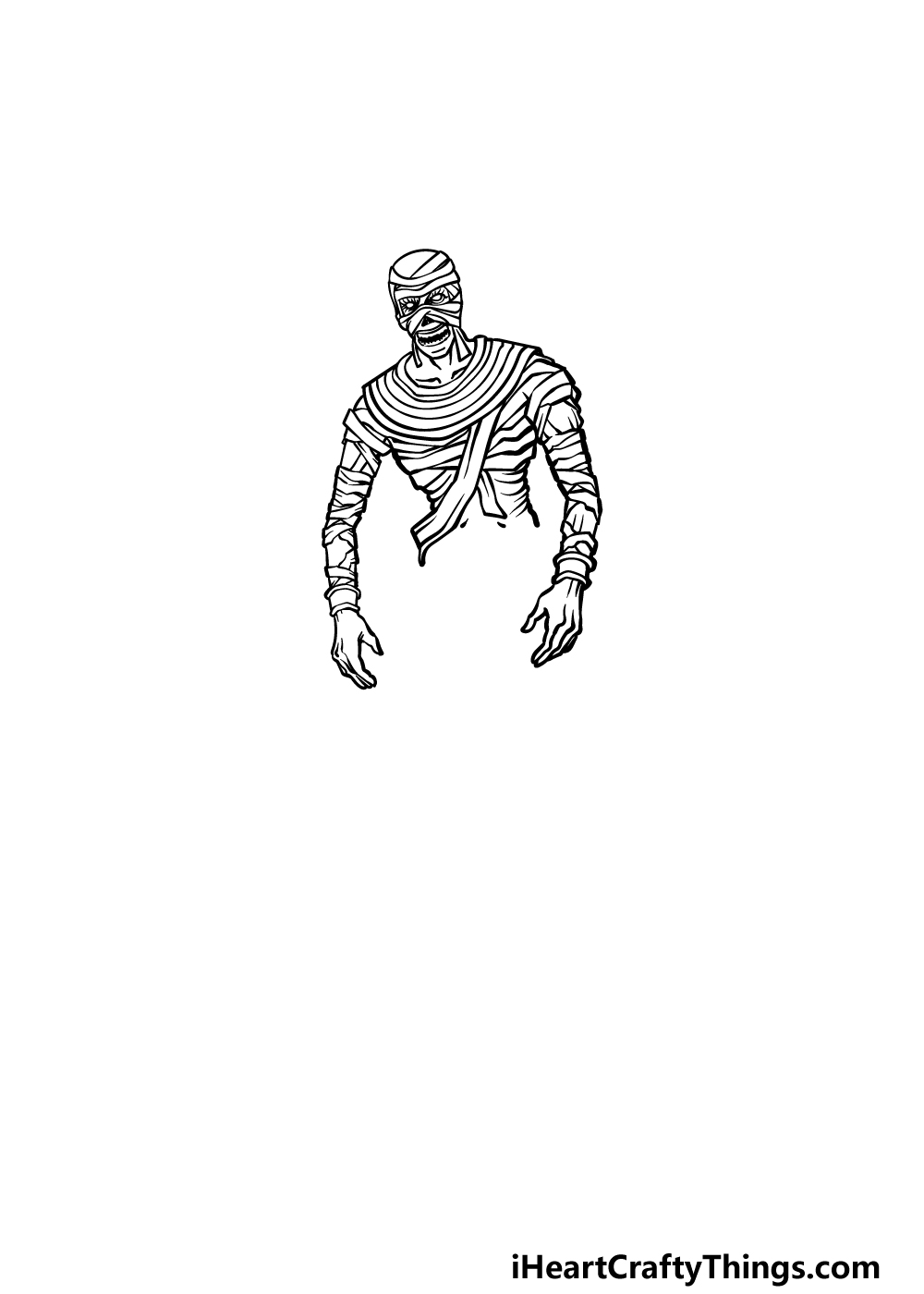 how to draw a Mummy step 3