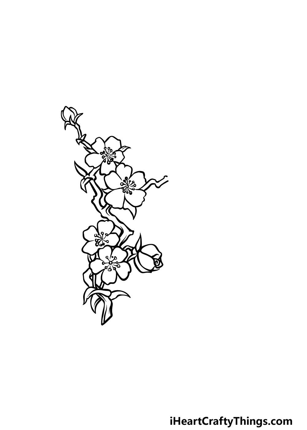 how to draw a Japanese flower step 3