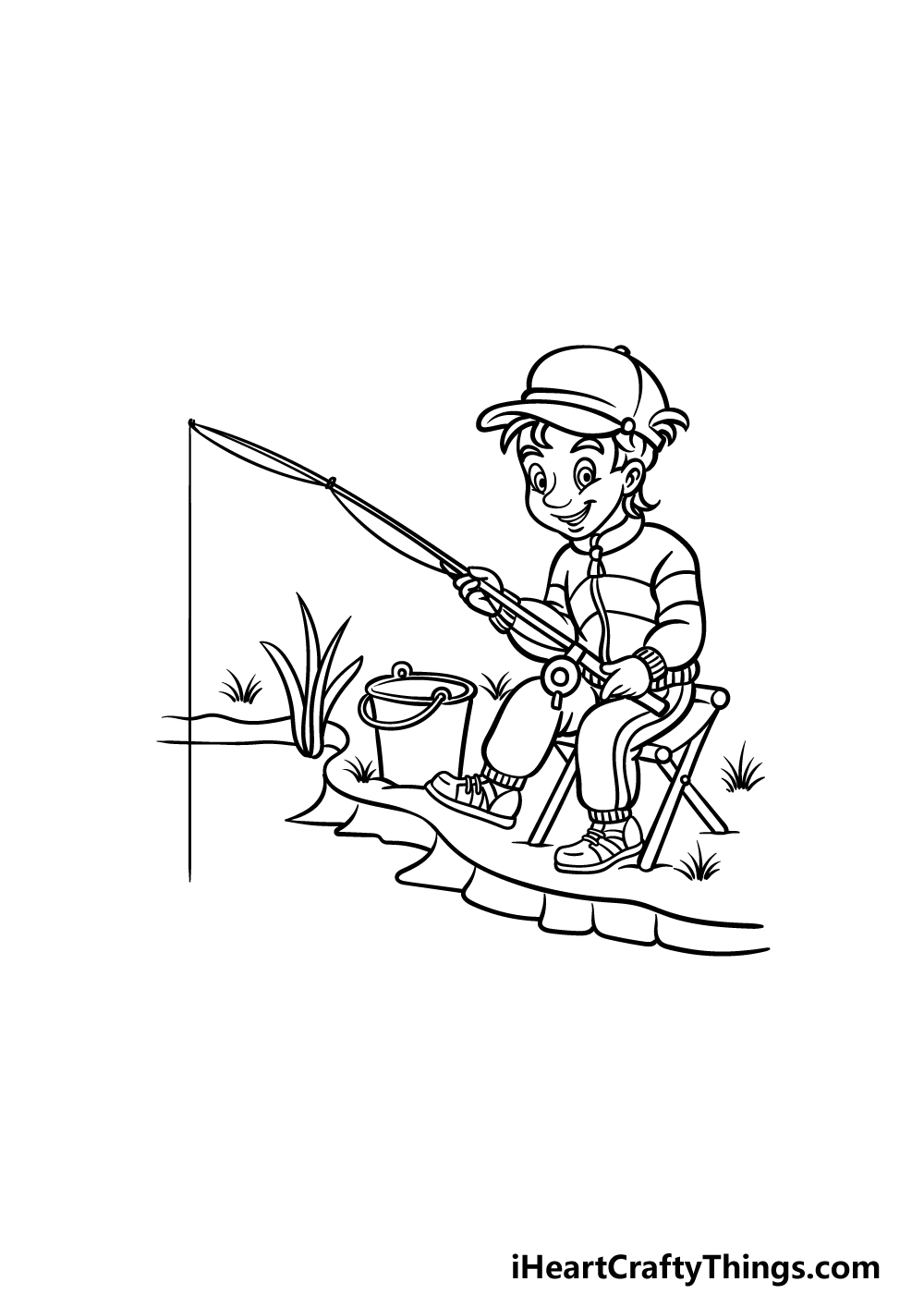 how to draw fishing step 4