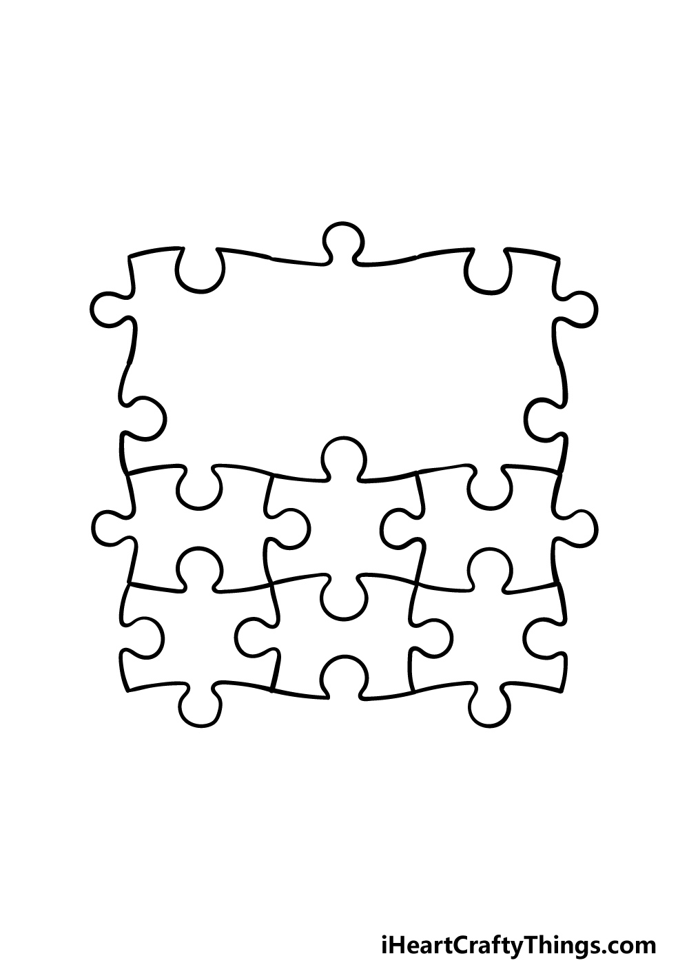 how to draw Puzzle Pieces step 4