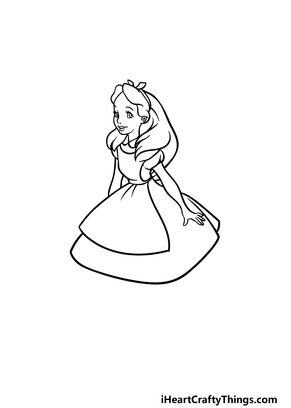 how to draw Alice in Wonderland step 4