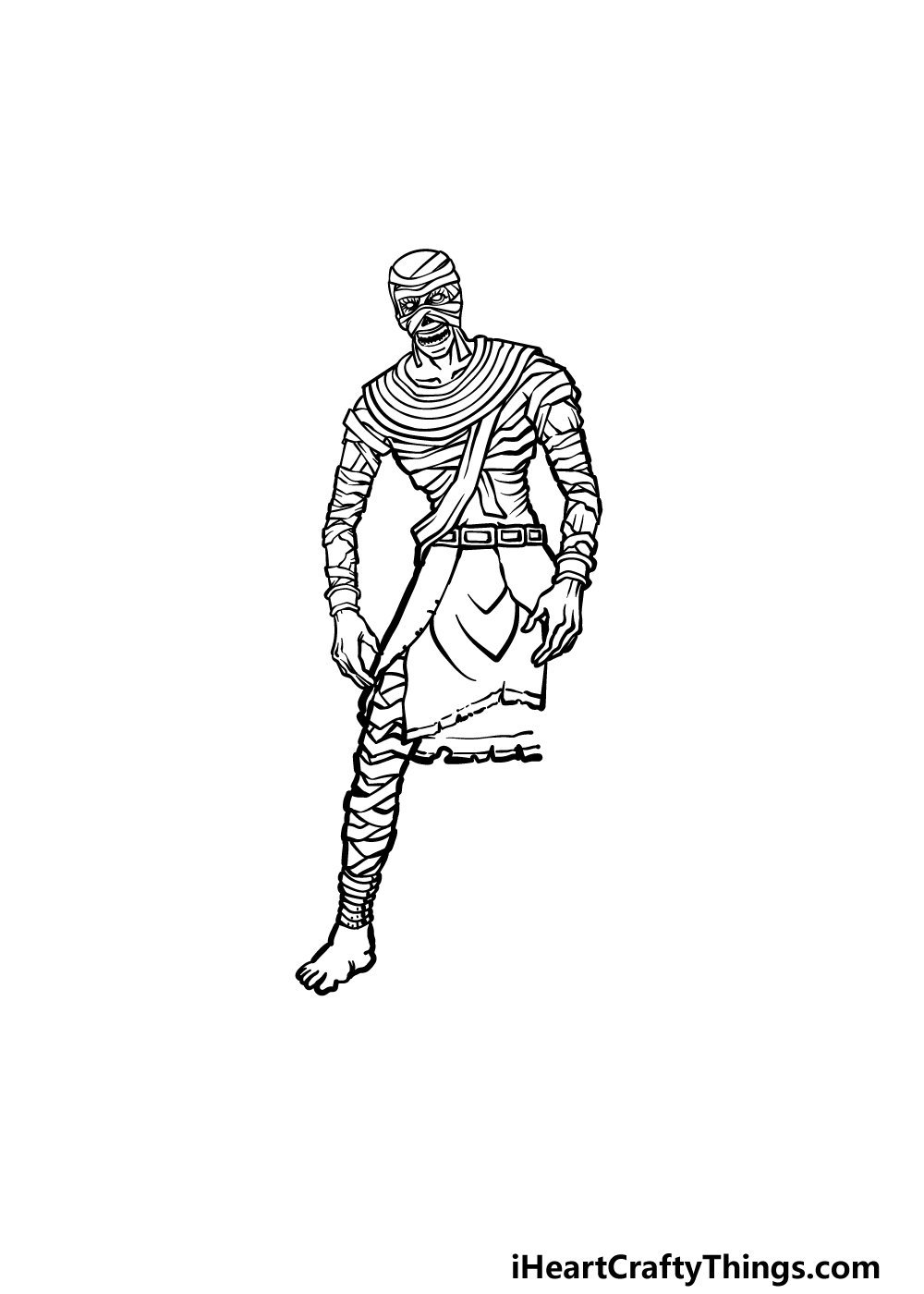 how to draw a Mummy step 4