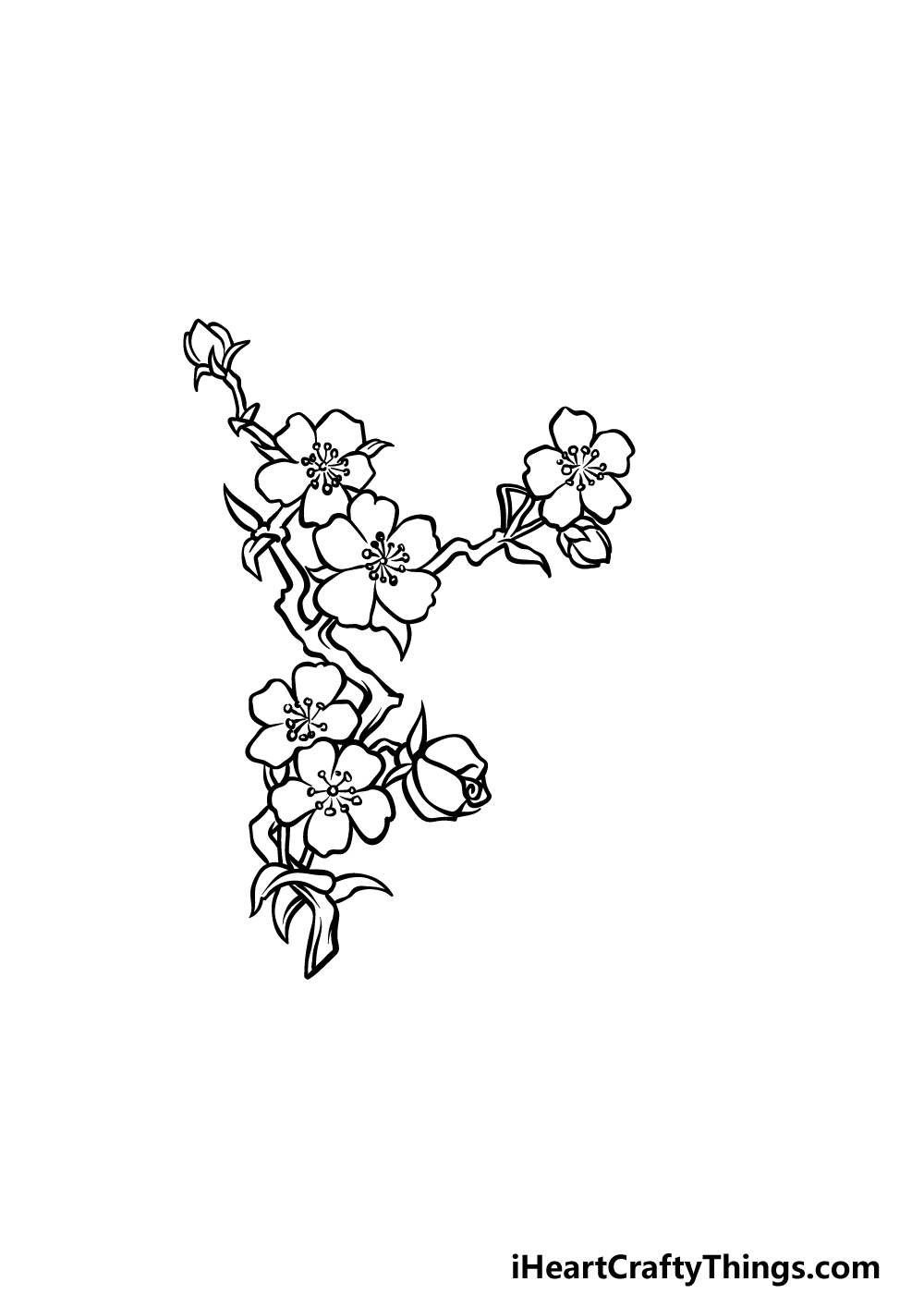 how to draw a Japanese flower step 4