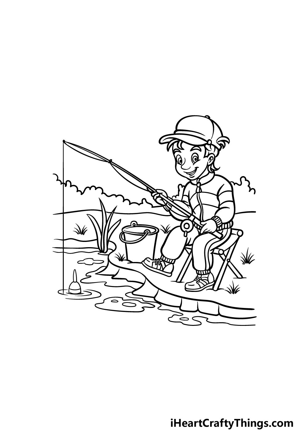 how to draw fishing step 5