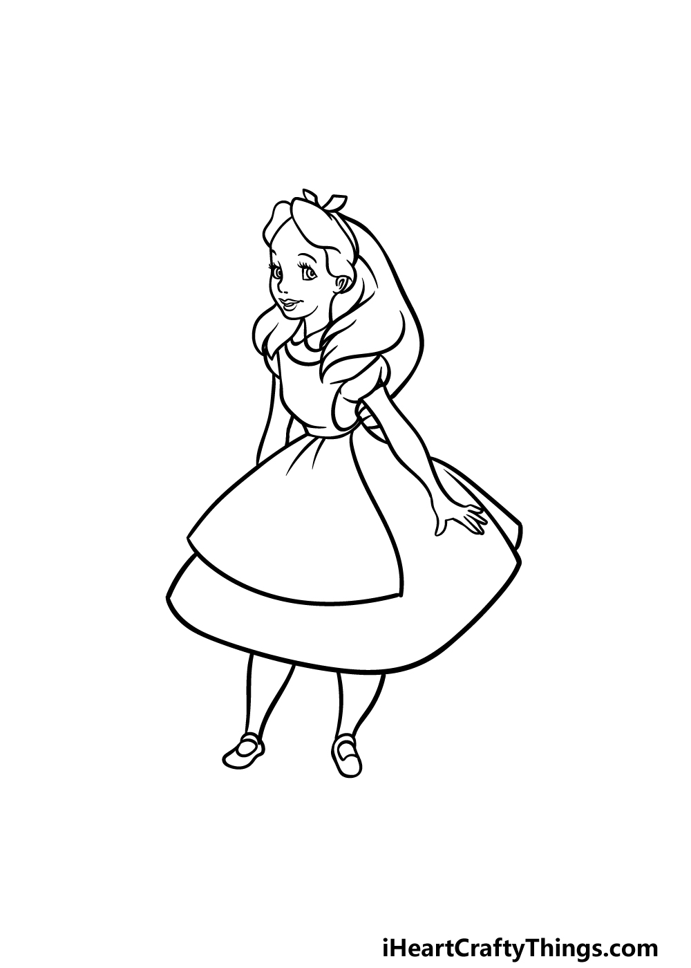 how to draw Alice in Wonderland step 5