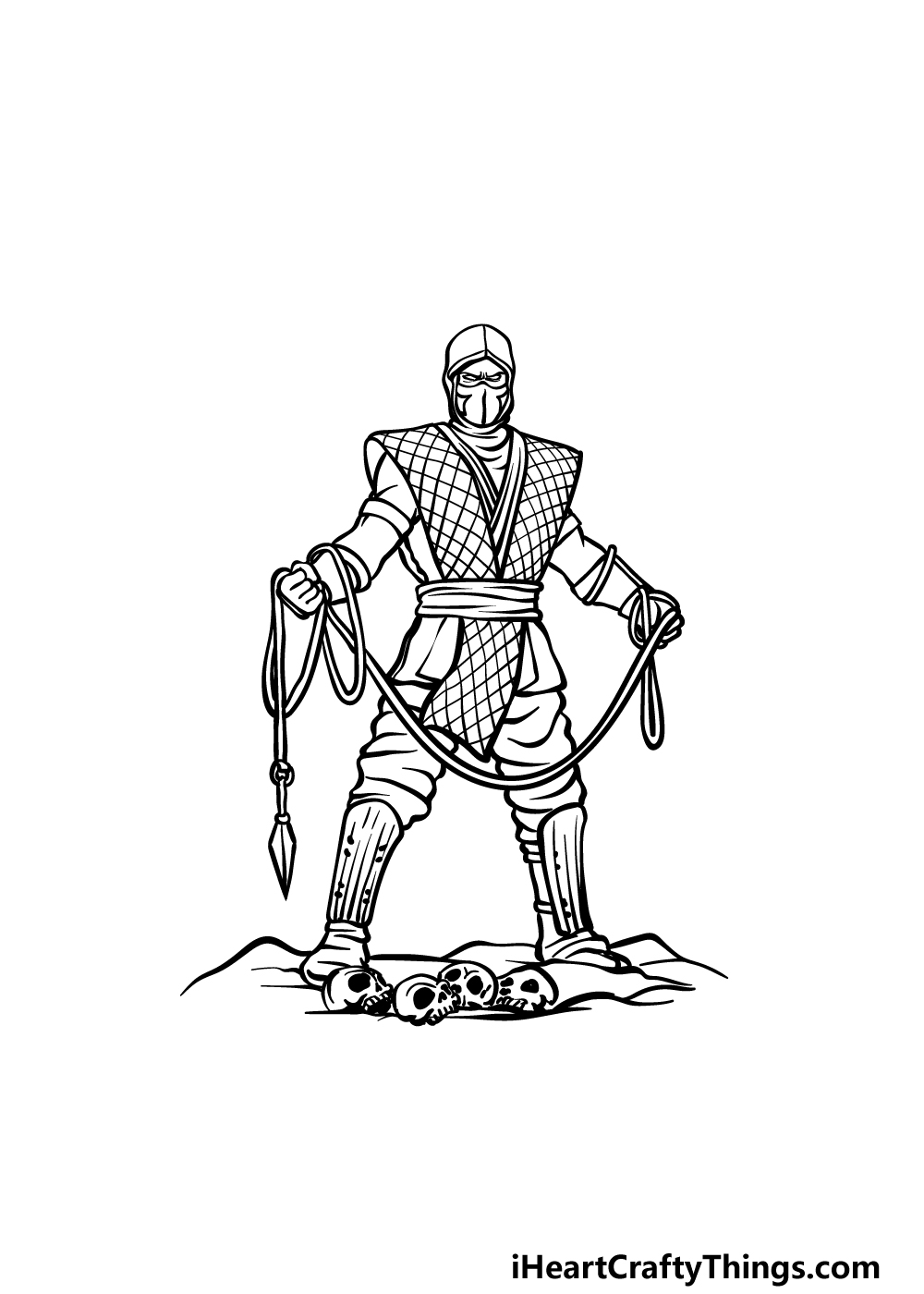 how to draw Scorpion from Mortal Kombat step 5
