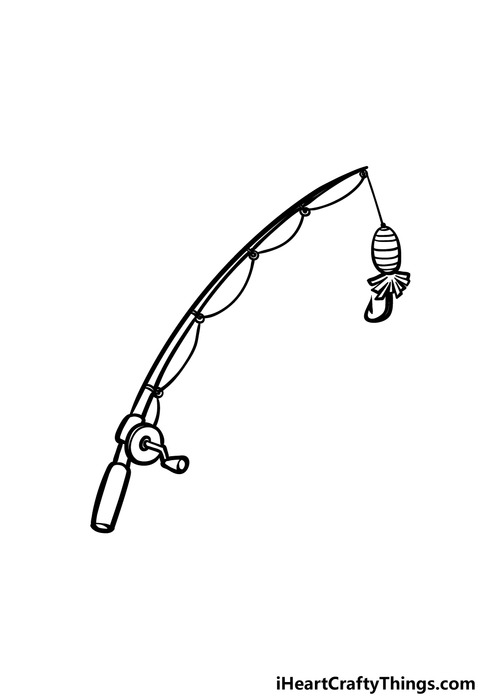 how to draw a fishing pole step 5